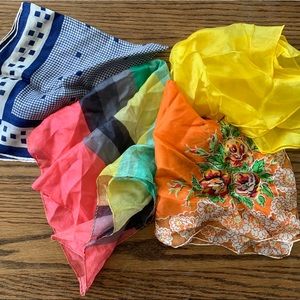 Lot of 4 vintage hair scarves 💛🧡
